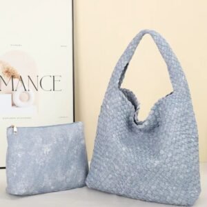 denim woven handbag