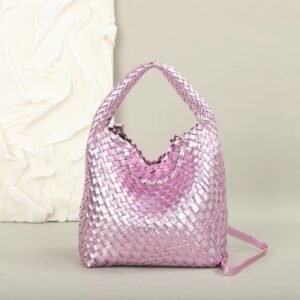 metallic woven Tote