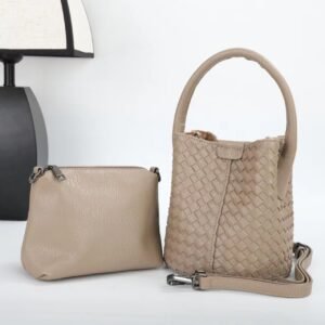 PU Woven Bucket Handbag